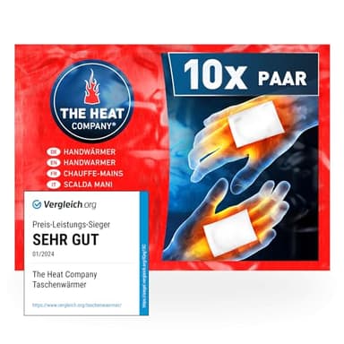 THE HEAT COMPANY Handwärmer - 10 Paar - EXTRA WARM - Taschenwärmer Wärmepads - Fingerwärmer: 12 Stunden warme Hände - luftaktiviert