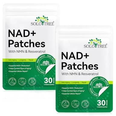 NAD+ Pflaster 30 Stück– 500 mg NMN & Resveratrol – Anti-Aging-Pflaster, 8-Stunden Energie NAD Boost Patches mit NAC, transdermales NAD+ Supplement (60 Stück)