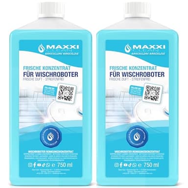 Maxxi Clean | 2x 750 ml Bodenreiniger mit Frische-Duft | geeignet für alle Wischroboter | Universal Reiniger Konzentrat | Wischflüssigkeit für Boden, Parkett, Fliesen | Saugwischer-Reinigungsmittel