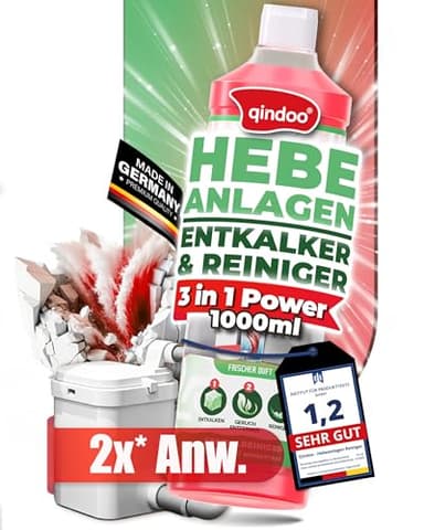 Reiniger Hebeanlagen Entkalker, 3 in 1 Reinigungsmittel Qindoo Entkalken Reinigen Geruch entfernen (1 Liter)