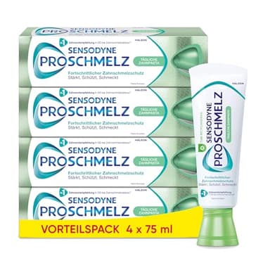 Zahnpasta - Sensodyne ProSchmelz Tägliche Zahncreme, für fortschrittlichen Zahnschmelzschutz - Stärkt, schützt, schmeckt, 4x75ml