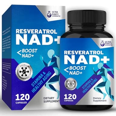 NAD+ 1000MG Resveratrol Ergänzung, Vegetarische Kapseln, 120 Weichkapseln, Steigert Energie und Verbessert den Stoffwechsel