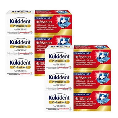 Kukident Professionell Haftcreme - Haftschutz für Zahnprothesen, extra starker Halt - Schnelle, langanhaltende Wirkung - 6 x 40 g