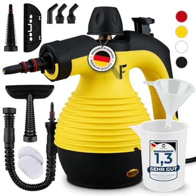 Neighbour's Friend® Dampfreiniger Neues Modell – Leistungsstarker Hand Steam Cleaner, 3,5 Bar Druck, 4m Kabel, 350ml Tank I Handdampfreiniger für Auto, Werkstatt, Haushalt & Fensterreinigung