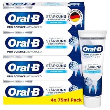 Oral-B Pro-Science Advanced Zahnschmelz-Stärkung & Regeneration Täglicher Schutz Zahncreme, für die tägliche Anwendung, Made in Germany, Zahnpasta, 4x 75ml Pack