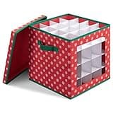 Navaris Aufbewahrungsbox für Weihnachtskugeln - Sortierbox für Christbaumkugeln - Box Aufbewahrung 64 Fächer - quadratisch mit Deckel - Grün Rot