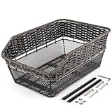 PINNAMAX Fahrradkorb Hinten groß,25L Weave fahrradkörbe mitTragkraft bis 20 kg, Sockel aus Metall Schultaschen Korb für Rennard,Wetterfest Rostet Nicht, E-Bike, Elektrofahrrad auf Gepäckträger inkl