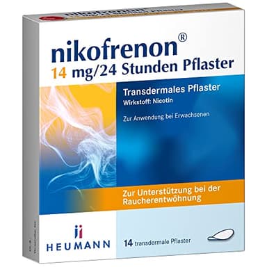nikofrenon 14 mg/24 Stunden Pflaster - Nikotin-Pflaster zur Unterstützung der Raucherentwöhnung, mindert Entzugserscheinungen bei Nikotin-Abhängigkeit, transdermale Pflaster, 24h Wirkung, 14 St
