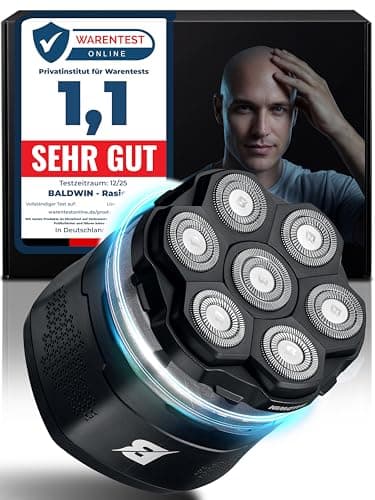 BALDWIN Glatzen Rasierer Herren – Glatzenrasierer 7D mit Magnetischen Scherkopf | Kopfrasierer Glatze | Bold Shaver Kopf | Head Shaver, Trocken und Nass Rasur, Wasserdicht, Kopf Rasierer