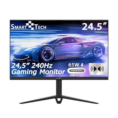 Smart Tech Gaming Monitor 25 Zoll, Full HD-Auflösung(1920x1080), Monitor 240Hz, USB-C 65W, Mit Zwei Lautsprechern, 1ms MPRT, FreeSync, Type-C, Höhenverstellbar, Drehbarer, HDMI DP, Schwarz