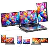 SMISEACOW Tragbarer Monitor für Laptop - 360° Drehung F3 Dreifach Monitor Horizontal und Vertikal Mit Ständer 14 Zoll IPS FHD 1080P für PS5 Kompatibel Mit Windows/Mac/Mini PC