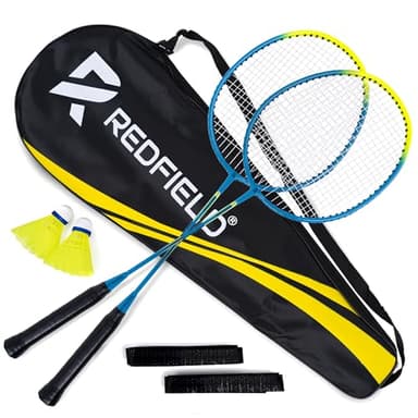 Redfield Badminton Schläger Set, enthält 2 Badmintonschläger, 2 Federbälle, Trage Tasche, 2 Griffband, Federball Set für 2 Spieler, fur Sport und Unterhaltung