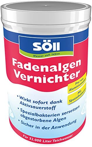 Söll 80599 FadenalgenVernichter mit Aktivsauerstoff 1 kg - Fadenalgenentferner mit Sofortwirkung, Spezialbakterien zersetzen abgestorbene Algen in Teichen