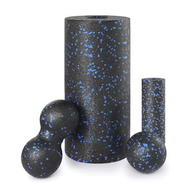 Faszienrolle 4er-Set mit großer und kleiner Rolle, Erdnussball und Einzelball für Intensive Massage und Muskelentspannung (inkl. Aufbewahrungstasche)