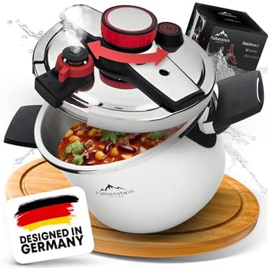 𝐅𝐚𝐥𝐤𝐞𝐧𝐬𝐭𝐞𝐢𝐧 Schnellkochtopf 6l [𝐕𝐚𝐫𝐢𝐚𝐧𝐭𝐞 𝐨𝐡𝐧𝐞 𝐆𝐚𝐫𝐤𝐨𝐫𝐛], geeignet für alle Herdarten > Pressure Cooker mit Kochzeitsignal | Dampfkochtopf mit 2 Kochstufen
