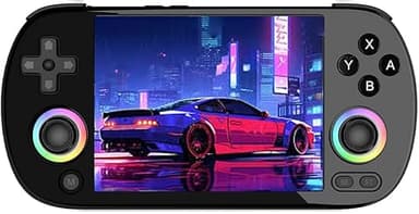 RG40XX H Handheld-Spielekonsole, Retro-Spielekonsole mit RGB-Joystick-Beleuchtung, 4 "IPS-Bildschirm Linux Eingebaute 64G TF-Karte und 5571 Spiele, unterstützt WiFi Blueto (schwarz, 64G)