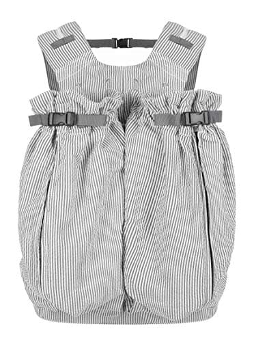 Weego TWIN – Die Original Babytrage für Zwillinge direkt nach der Geburt (bereits ab 1.800 Gramm) - einfach zu bedienen, ergonomisch, OEKO-TEX 100 - Modell „Grey & White Seersucker“