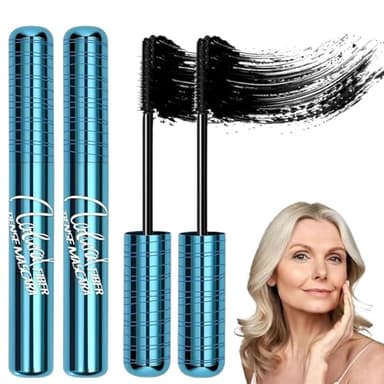 Mascara für Ältere Frauen, Wimperntusche Wasserfest Schwarz Natürlich, Hypoallergen, Volumengebend für Dünner Werdende Wimpern und Empfindliche Augenl, Mascara für Frauen ab 50, Wischfeste Forme (2)