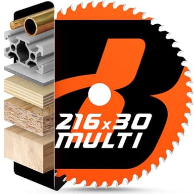 BAUBECK Sägeblatt 216x30 - Multi Material Feinschnitt - Kreissägeblatt 216x30 für Holz, Aluminium, Metall uvm. - Sägeblatt 216 kompatibel mit Metabo KGS 216, Bosch GCM 8 uvm.