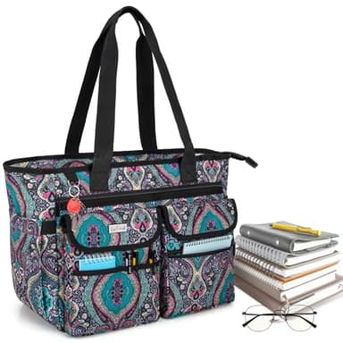 LoDrid Lehrertasche mit Bodenpolster, mit separater Laptop-Schicht (bis zu 39,6 cm), Lehrertaschen und Tragetaschen, Lehrer-Utility Bag mit großem Fach, Totem