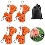Tyafzzn 4 Stück 4mm Verstellbarer Seil Ratsche, 4m Abspannseile mit seilspanner, Einstellbare Ratchet Hanger, Zeltschnur mit Aufbewahrungstasche, Reflektierende Abspannseile für Sonnensegel (Orange)