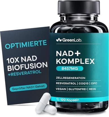 Green Lab NAD+ Komplex 8.457 mg – Extra Starkes Liposomal NMN-Alternative Supplement mit Resveratrol, CoQ10, Alpha-Liponsäure, Astaxanthin – Für Frauen & Männer – Energie, Zellschutz & Anti-Aging