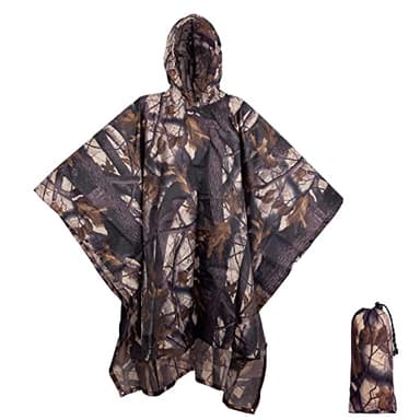 BALIGO 3-in-1 Mehrzweck Regenponcho Wasserdicht, Leicht & Schnell Trocknend, Poncho Herren & Damen, Camouflage Regenjacke, Tarnzelt, Tarnanzug, Regencape mit Kapuze für Wandern Camping Jagd