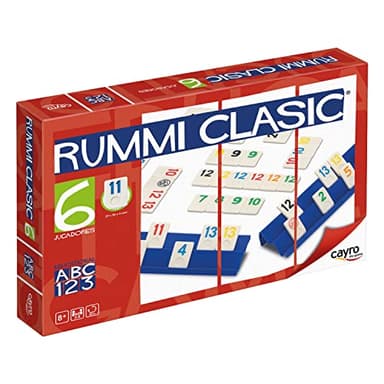 Cayro – Rummi – ab 8 Jahren – klassisches Modell – lustige Brettspiele für Kinder und Erwachsene – 159 Teile, 1 Stofftasche und 6 Ständer – 2 bis 6 Spieler