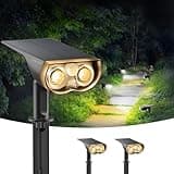 Linkind 1000Lm Solar Außenlampe mit Bewegungsmelder 3000K & 6500K, 24-LEDs Außen Gartenleuchte mit Dauerlicht, IP67 Winterfest Solar Wegelampen 8M/120°, (Warm&Weiß 2 Stück)