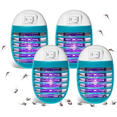 Insektenvernichter Elektrisch,4 Stück Mückenstecker,UV Mückenlampe Fliegenfalle Innenbereich Mückenfalle Mückenschutz,Tragbare Fliegenfallen für Schlafzimmer, Wohnzimmer Büro, Küche