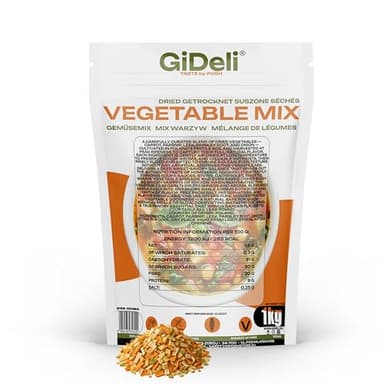 GiDeli Suppengewürz 1kg - Gemüsebrühe ohne Salz - Trockengemüse ohne Zusatzstoffe, natürlich getrocknet – ideal für Suppen, Soßen & Eintöpfe
