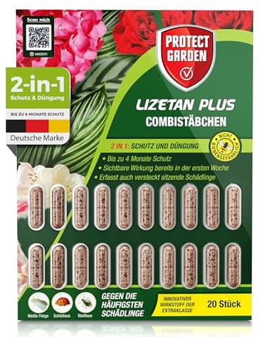 PROTECT GARDEN Lizetan Plus Combistäbchen, Langzeit-Schädlingsfrei und Premium-Dünger in Einem, 20 Stück