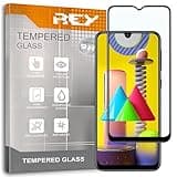 REY 3D Bildschirmschutz aus gehärtetem Glas für Samsung Galaxy M31 - M32 - M21 - M30S - M30 - F41 Schwarz, Displayschutzfolie 9H+ Härte, Anti-Kratzen-Öl-Bläschen, Voller Schutz, 3D, 4D, 5D