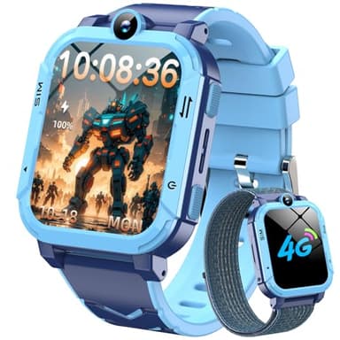 Blackview Smartwatch Kinder, Uhr mit 4G Funktionen, Kann SIM-Karte einstecken, LBS+WLAN+GPS-Tracker, SOS Notruf, Telefonanruf, Videoanrufe, Sprachchat, SMS, Schulmodus, Kinderuhr für Junge und Mädchen