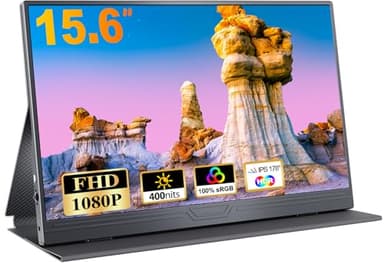 CUIUIC Portable Monitor, 15,6 Zoll Tragbarer Mobiler IPS Bildschirm, FHD 1920x1080 HDR USB C mit Type-C HDMI Anschluß, für Laptop/MacBook/PC/Xbox/PS/Switch, mit Schutzhülle