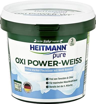HEITMANN pure Oxi Power-Weiß | Für strahlend weiße Wäsche | Effektiv gegen Flecken und Gerüche | Maximaler Waschkraft-Boost | 500 g