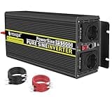 NOVOPAL 3000W Wechselrichter 12V auf 230V Reiner Sinus Spannungswandler mit mit LiFePO4 Power Inverter mit 5M Fernbedienung und 2.4A USB Anschlüsse für Wohnmobil Auto Camping