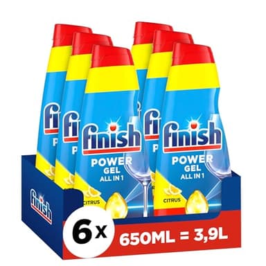 Finish Power Gel Citrus – Flüssiges Geschirrspülmittel für die Spülmaschine – 6 x 650 ml