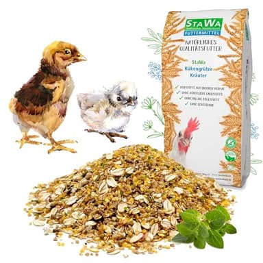 STAWA Kükengrütze Kräuter, Alleinfutter für Hühnerküken, Kükenaufzuchtfutter, Kükenfutter ab dem 1. Tag, fein gegrützt, 25 kg
