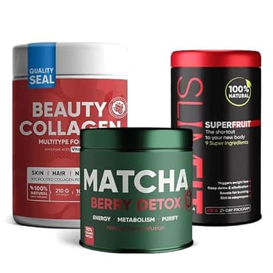 WOW TEA: Premium Matcha Beeren Entgiftungstee, Beauty Complex Multi-Collagen und SlimFit SuperFruit
