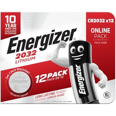Energizer Lithium - CR 2032 Knopfzelle 3V Batterien (12 Stück) - Air Tag, Autoschlüssel, Fitnesstracker, medizinische Geräte - 10 Jahre lagerfähig [Exklusiv bei Amazon