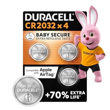 Duracell CR2032 Knopfzellen, CR 2032 Lithium Knopfzelle 3 V (4 Stück), ideal für z.B. Autoschlüssel, Waagen, Fitnesstracker, medizinische Geräte