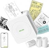 Nelko Mini Drucker PM230 Aufkleber Drucker Fotodrucker mit 3 Rollen Etiketten für Smartphone Thermodrucker Bluetooth Etikettendrucker für DIY Erstellung, Studiennotizen, (Weiß)