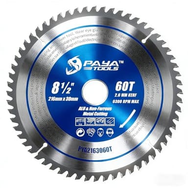 PAYA TCT Kreissägeblatt 216x30 mm ideal für Holz, Metall & Alu - Sägeblatt 216x30 kompatibel für Bosch GTS 635-216 & für Metabo KGS 216 M - PYA2163060T