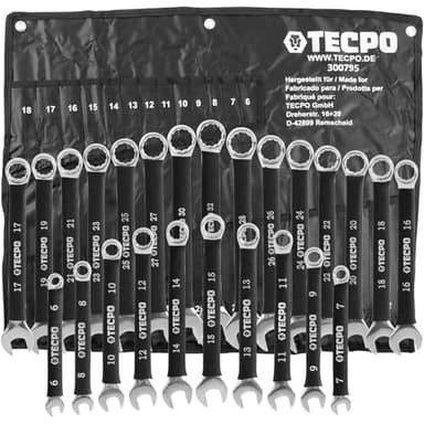 TECPO Maul-Ringschlüssel Satz 6-32 mm Rutschfest 25 Teile Ring Maulschlüssel Set