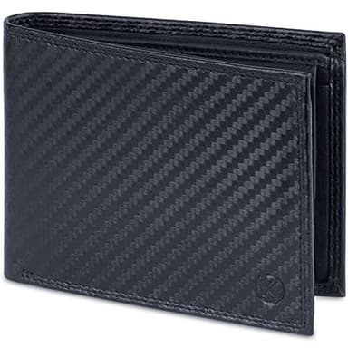 KORUTA Geldbörse Herren Leder Carbon mit RFID Schutz I Echtleder Portemonnaie Groß I 13 Fächer I Geldbeutel für Männer I Brieftasche Wallet Portmonee aus echtem Leder (Carbon Schwarz)