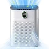 MORENTO Luftreiniger Allergiker mit HEPA Luftfilter gegen von Staub Pollen und Tierhaaren entfernen, CADR 300m³/h für 100㎡ Raucherzimmer,PM2.5 LED-Anzeige Air Purifier 24dB 1 Pack 2 Ersatzfilter