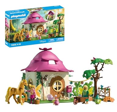 PLAYMOBIL | Magic Unicorns | Feenzuhause mit Goldeinhorn und Stall | Mit leuchtender Girlande für magische Nächte | Kreatives Spielzeug für Kinder ab 4 Jahren | 71838