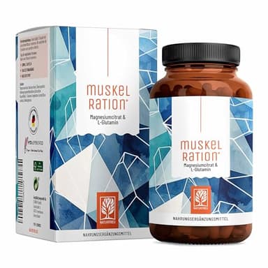 Magnesiumcitrat hochdosiert - 90 Kapseln - optimale Bioverfügbarkeit - mit L-Glutamin, Zink und Vitamin C - Ideal nach dem Training - Magnesium-Komplex hochdosiert - Laborgeprüft