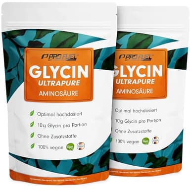 Glycin Pulver 2kg - optimal hochdosiert mit 10 g Glycin pro Tag - Glycin Ultrapure mit über 99,9% Reinheit - ohne Zusatzstoffe - laborgeprüft mit Zertifikat - Vorrat für 200 Tage
